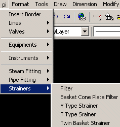 Pull Down Menu to insert Strainers