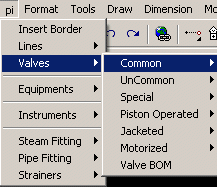 Pull Down Menu to insert Common valves