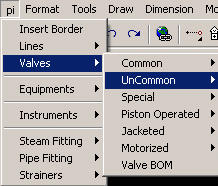 Pull Down Menu to insert Uncommon valves