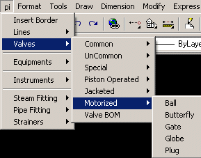 Pull Down Menu to insert Motorized valves