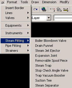 Pull Down Menu to insert Steam Fittings